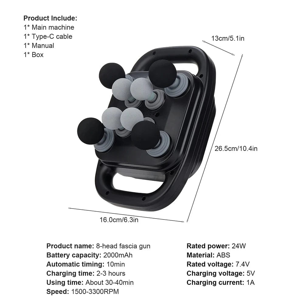 Pistolet de massage multi-têtes – 8 têtes RekindleMassage RekindleMassage