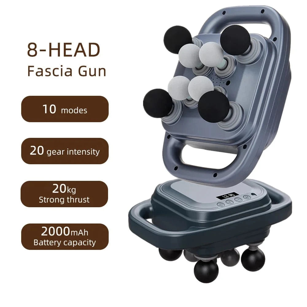 Pistolet de massage multi-têtes – 8 têtes RekindleMassage 8 head blue RekindleMassage